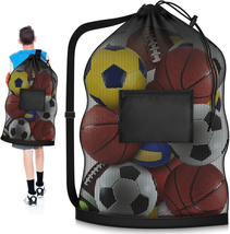 Extra Large Soccer Ball Bag, 40&quot; X 30&quot; Drawstring Mesh Ball Bag with Pocket, Hea - $16.70