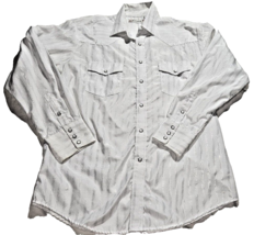 Roper Pearl Snap Shirt Men large White Silver striped Long Sleeve Western Rodeo - £12.27 GBP