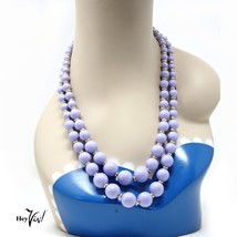 Vintage Classic Double Strand Lilac &amp; Silver Graduated Beads - 21&quot; long ... - £17.48 GBP