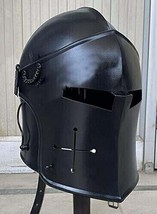 Medieval Barbuta Helmet Knight Templar Crusader Armour Helmet Spartan Black - £62.50 GBP