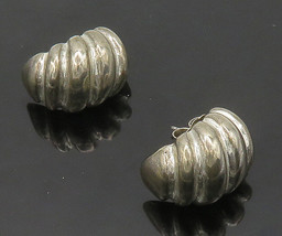 925 Sterling Silver - Vintage Shiny Fluted Curved Drop Earrings - EG8252 - £52.54 GBP