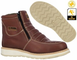 Mens Cognac Work Boots Leather Slip Resistant Shock Absorbing Botas Trabajo - £51.40 GBP