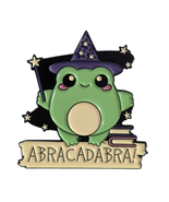 Spooky Season Halloween Enamel Pin: Cute Frog Abracadabra! Witch - $12.90