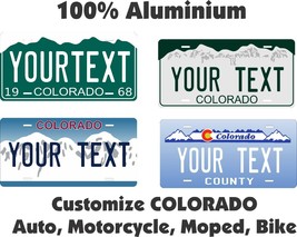 Colorado Tag Custom Personalized Car Motorcycle Moped Bike Bicycle License Plate - £8.80 GBP+