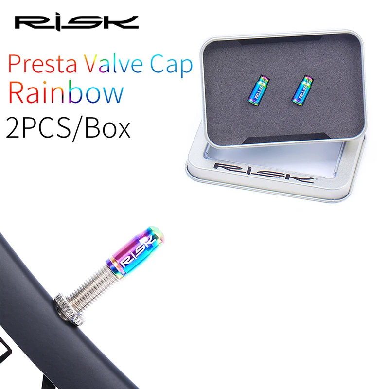 RISK Lightweight Bicycle Valve Cap Titanium Alloy Colorful  Presta/Schrader Valv - $46.60