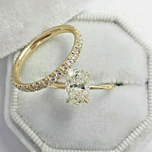 2.50Ct Oval Cut Moissanite Engagement Ring Wedding Band 14K Yellow Gold Plated - £112.57 GBP