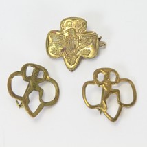 Girl Scout Trefoil Lapel Pin Gold Eagle Four Stars and 2 Brownie Pins  V... - $16.65