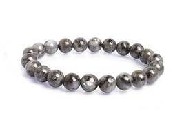 Mystic Larvikite Labradorite Bracelet Black Beads Bracelet Women Bracelet Mens B - $23.00