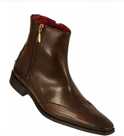 Handmade Kenda double zipper leather boots, Mens ankle high side zipper boots