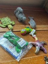 Mixed Lot of Animal Alley Plush Frog Teenie Sardini Crocheted Manatee Rainbow St - $11.29