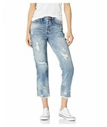 Ella Moss Juniors&#39; High Waist Straight Leg Cropped Jeans Linnie-Destruct... - $26.36 CAD