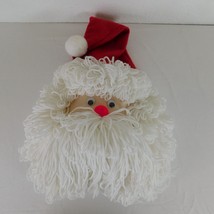 Handmade Santa Face Yarn Christmas Wall Hanging Vintage Kitsch Bleach Bo... - £19.31 GBP