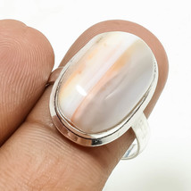 Pink Lace Agate Gemstone Handmade Ethnic Christmas Gift Ring Jewelry 7&quot; SA 4318 - £4.14 GBP