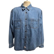 Levis Mens Vintage Relaxed Blue Denim Button Front Shirt XL Pockets Medium Wash - £39.55 GBP