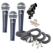 Dynamic Vocal Microphones with XLR Mic Cables &amp; Clips (3 Pack) by FAT TOAD - Car - £39.14 GBP
