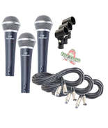 Dynamic Vocal Microphones with XLR Mic Cables &amp; Clips (3 Pack) by FAT TO... - £36.68 GBP