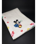 Vintage Disney Babies Mickey Mouse Acryllic Satin Edge Baby Blanket USA ... - £34.76 GBP