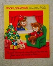 Cut Out Greeting Card Bears and Tree Unused Vintage Christmas   - £3.90 GBP