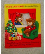 Cut Out Greeting Card Bears and Tree Unused Vintage Christmas   - $4.89