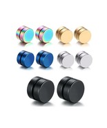 1 Pair Stainless Steel Round Magnetic Clip On Stud Earring Ear Plug Non-... - $55.78 MXN