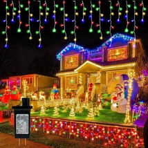 Outdoor Christmas Lights - 10M 400LED 8Modes &amp; Mains Powered Icicle Fairy Lights - £19.32 GBP