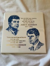 Vintage John F. Kennedy and Robert F. Kennedy Ceramic Tile Plaque Screen Craft - £30.62 GBP