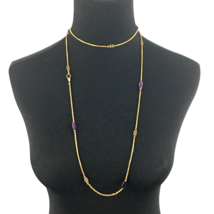B &amp; CO Victorian amethyst glass muff chain or necklace - 46&quot; gold-tone l... - £27.56 GBP