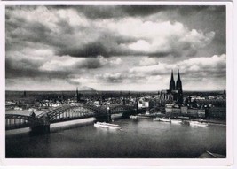 Germany Postcard RPPC Koln Cologne Hohenzollrernbrucke und Dom Bridge Church - $2.96