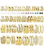 46 Pairs Gold Hoop Earrings Set for Women Girls Fashion Hypoallergenic C... - £41.66 GBP