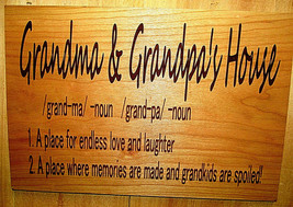 Beautiful Natural Cherry Wood Sign &#39;GRANDMA/GRANDPA 12&quot; X 8&quot; Wall Decor - £15.76 GBP