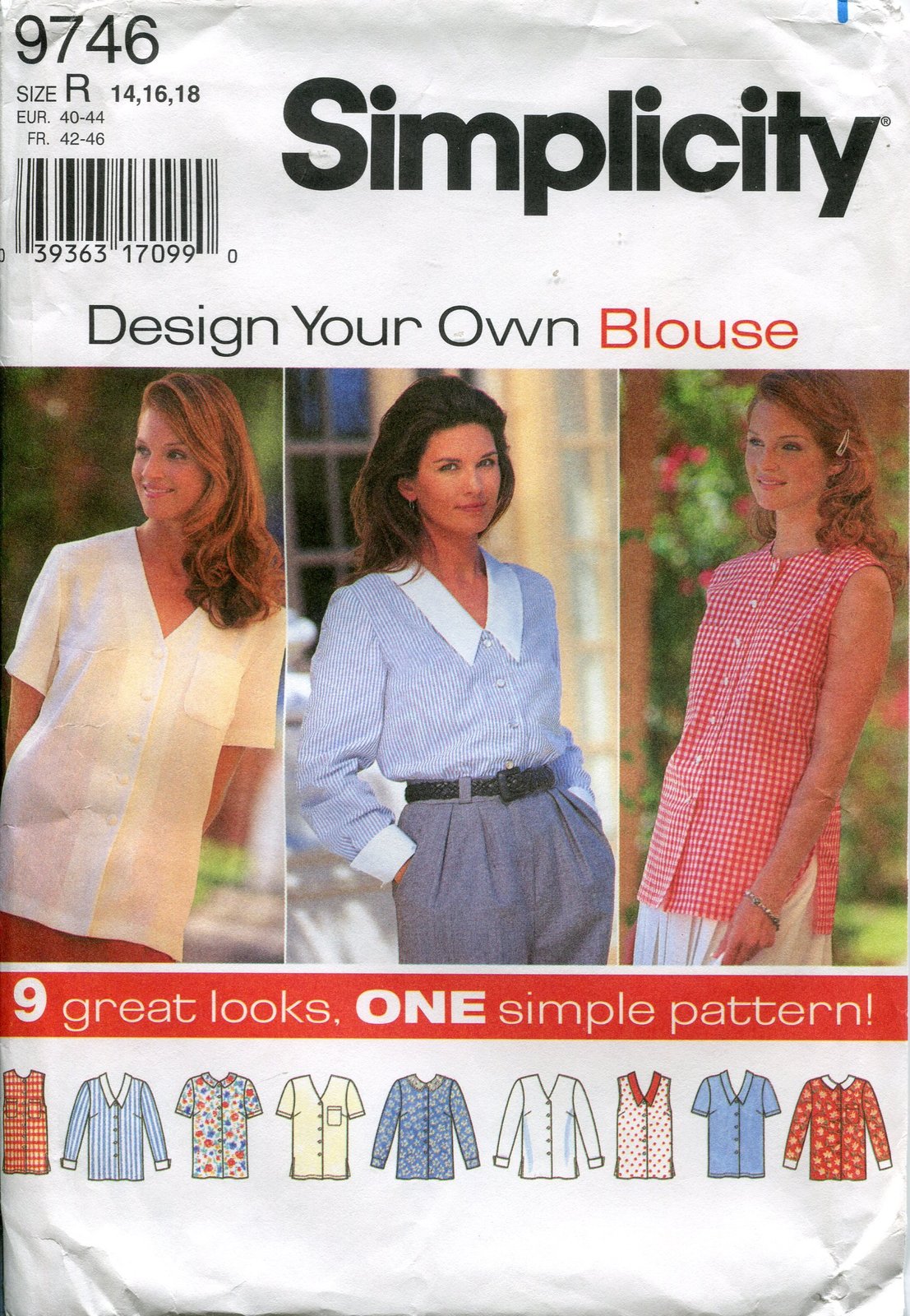 MISSES BLOUSE SIZES 14-16-18 SIMPLICITY DESIGN YOUR OWN BLOUSE - 9 GREAT LOOKS,  - $8.79
