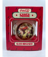Vtg Hallmark Coca-Cola 1986 Santa Glass Ornament Christmas Decoration Claus - £9.91 GBP