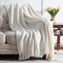Ivory, 50 X 60 Inches; Bedsure Throw Blanket For Couch - Cream White Versatile - £35.15 GBP