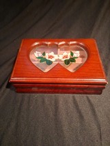 Vintage Mini Cherry Wood Flip Top Jewelry Box with  Stained Glass Top NIB - $246.89 MXN