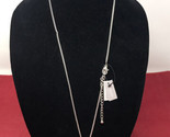 NEW Chicos Silver Tone Chain Necklace Clear Rhinestone Skeleton Key Pend... - $24.26