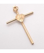 14kt Yellow Gold Sacred Heart Cross Pendant 1&quot; L .28 Grams - $61.88