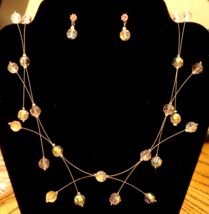 Irridescent Necklace & Dangle Earrings Beaded Illusion GIFT SET Spray Beads NWOB - $29.65