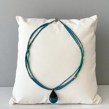 Vintage Teng Yue Turquoise Bead Necklace Sterling Silver Clasp Teardrop Pendant - €49,75 EUR