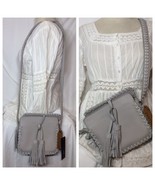 Glamorous Cowhide Stitched Detail Fold Over Cross Body Bag in Gray - €24,35 EUR