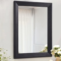 Wall Mirror Black Rectangle Rustic Wood Mirror Decorative Hanging Mirror For Bat - £34.79 GBP