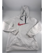 Nike Sweatshirt Mens Medium White Black Red Pullover Hoodie Swoosh Sport... - $33.48 CAD