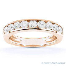 Round Cut Moissanite Channel-Set Anniversary Ring Wedding Band in 14k Rose Gold - £421.23 GBP+