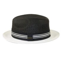 Men's Bruno Capelo Hollywood 2-Tone Straw Style Fedora Hat HW800 Black/White image 3