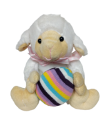 Atico Easter Egg White Lamb Spring Pink White Gingham Bow Plush 8.5&quot; - $278.01 MXN