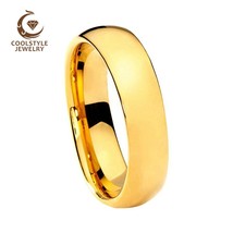 6mm Men Women Wedding Band Tungsten Carbide Ring Yellow Gold With High Polished  - £19.46 GBP