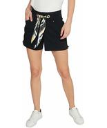 INC Women&#39;s Shorts Grommet Printed Tie Stretch Pull-On Black 6 - £17.19 GBP