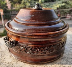 antique chapati Box Food Warmer Tortilla Warmer Wooden for Dining - $62.21