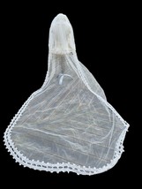 William Cahill Couture Wedding Veil 50&#39;s Boho Tulle Crochet Cathedral Veil Ivory - $139.89