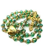 Obsidian Grace – 8mm Black Glass Rosary with Gold Crucifix A31 - $545.44 MXN