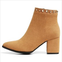 spring autumn winter boots nubuck suede women thick heel pointed toe ankle boot  - £81.04 GBP